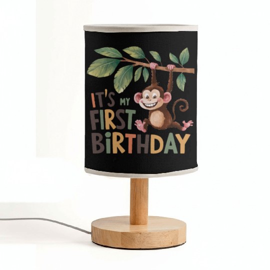 1st Birthday Monkey Fabric Lamps