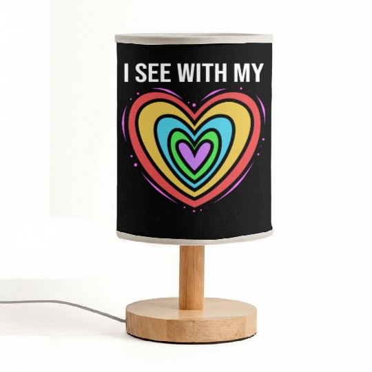 Rainbow Heart Blind Awareness I See With My Heart Fabric Lamps
