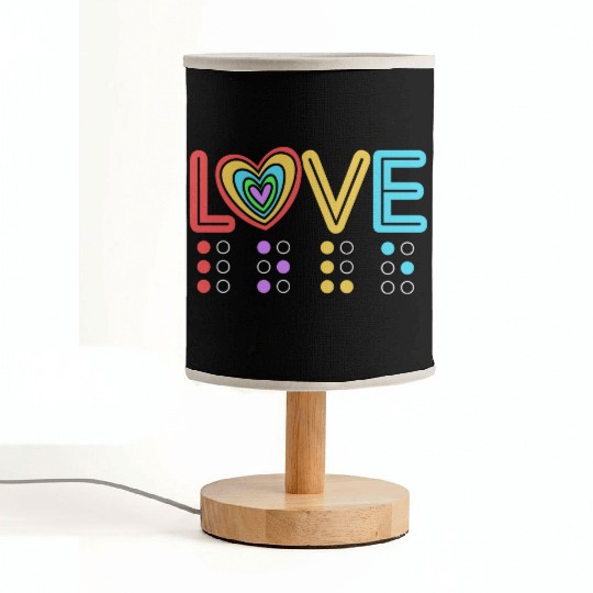 Retro Braille Rainbow Heart Braille Love Fabric Lamps