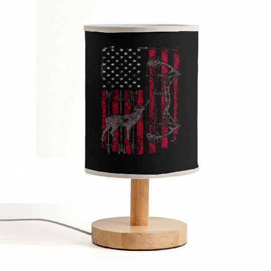 American Flag Deer Elk Hunting USA Patriotic Fabric Lamps