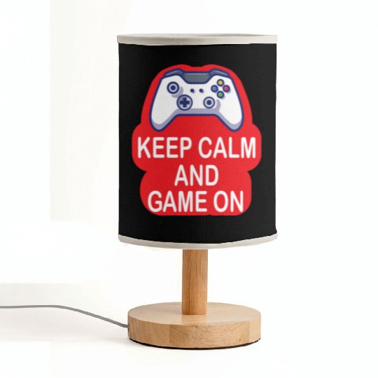 keep calm and gam on Red white Design for Gamers Fabric Lamps