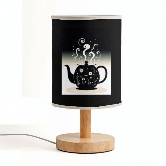 Unique Black Teapot Design for Tea Lovers Fabric Lamps