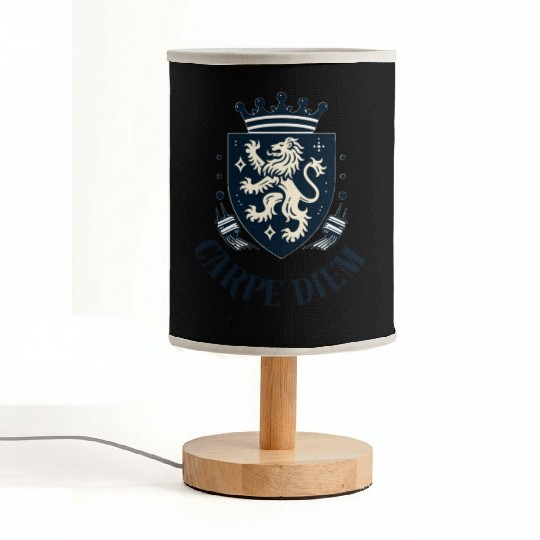 Carpe Diem - Elegant Heraldic Crest With Lion and Fabric Lamps