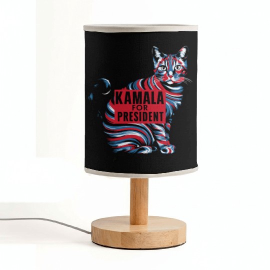 Kamala for President Patriotic Cat Design Fabric Lamps