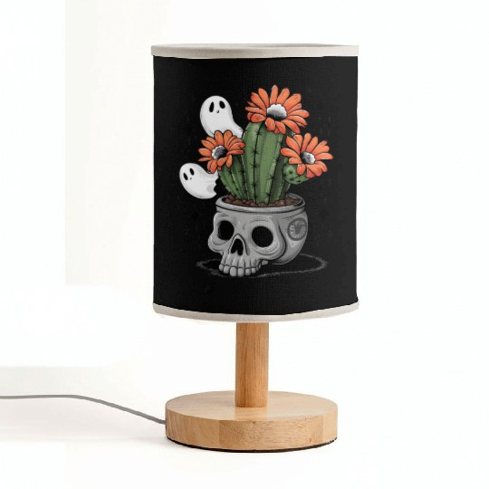A lively cactus with brilliant orange flowers Fabric Lamps
