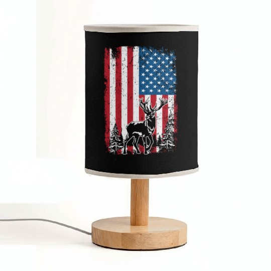 American Deer Hunter Patriotic Fabric Lamps