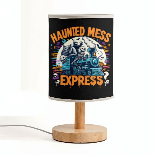 Haunted Mess Express Fun Spook Halloween Train Pun Fabric Lamps