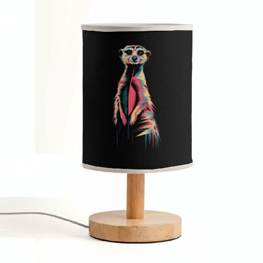 Vibrant Meerkat Illustration Neon Colors Fabric Lamps