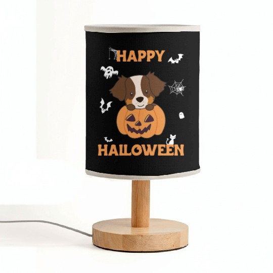 Australian Shepherd In Pumpkin Cute Happy Fabric Lamps