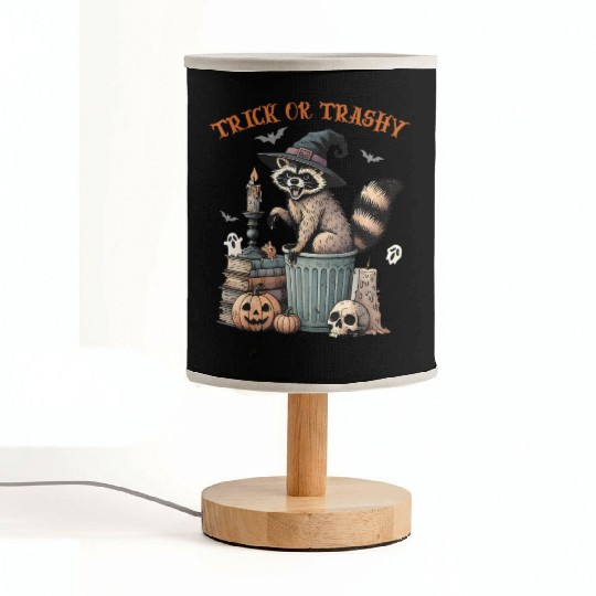 Trick Or Trashy Funny Raccon Halloween Fabric Lamps