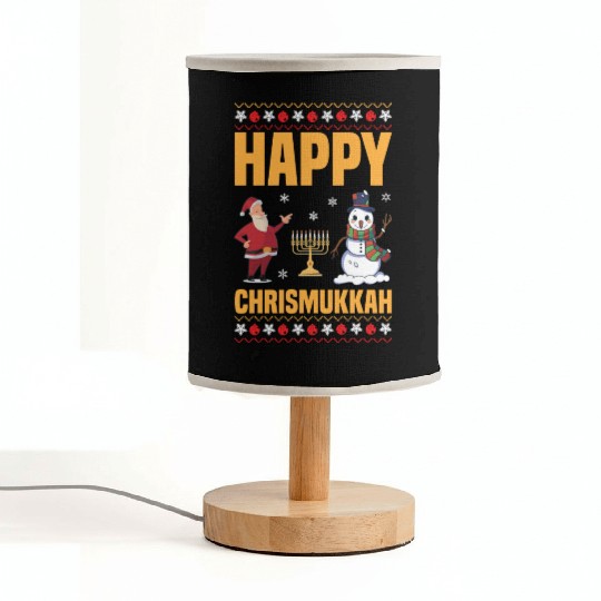 Happy Chrismukkah Funny Hanukkah Christmas Santa Fabric Lamps