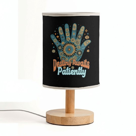 SAYING: Destiny awaits patiently, retro palm, sun Fabric Lamps