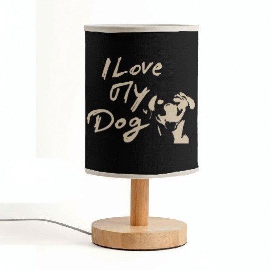 I Love My Dog - Brown Design on Black Fabric Lamps