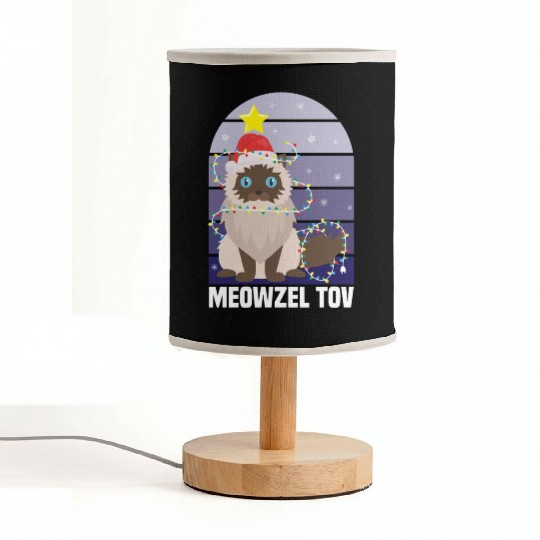 Meowzel Tov Hanukkah Black Cat Christmas Lights Fabric Lamps