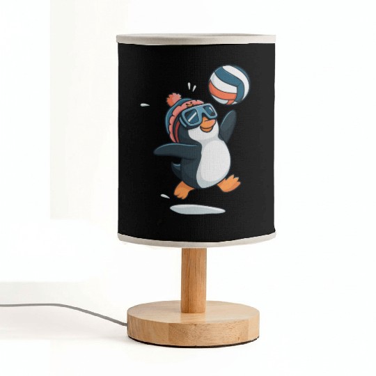 Penguin Playing Volleyball With Goggles And Hat Fabric Lamps