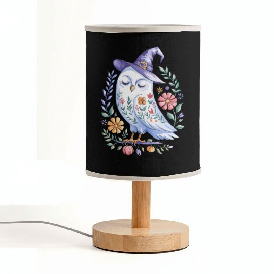 Halloween Owl with Floral Witch Hat Fabric Lamps