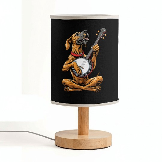 Great Dane Dog Bluegrass Banjo Player Fabric Lamps