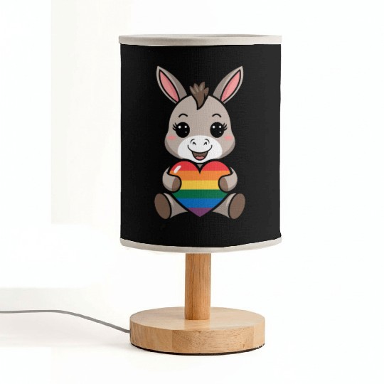 LGTBQ Cute Donkey with Rainbow Heart Fabric Lamps
