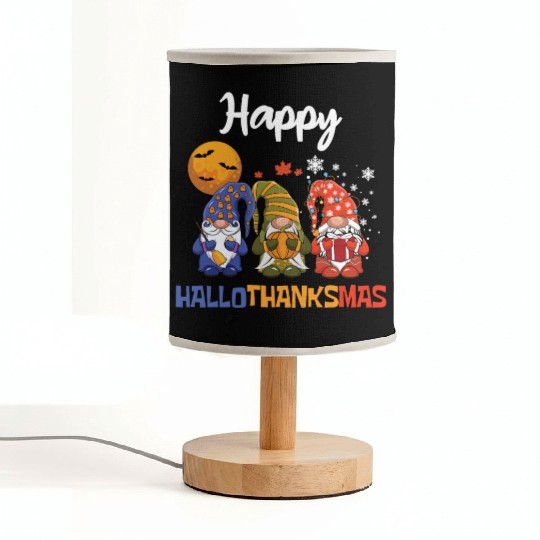 Happy Hallothanksmas Halloween Thanksgiving Gnome Fabric Lamps
