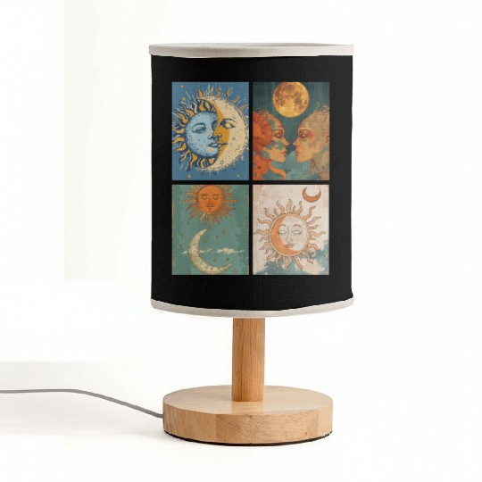 Moon and Sun Tarot Card Designed Look Fabric Lamps