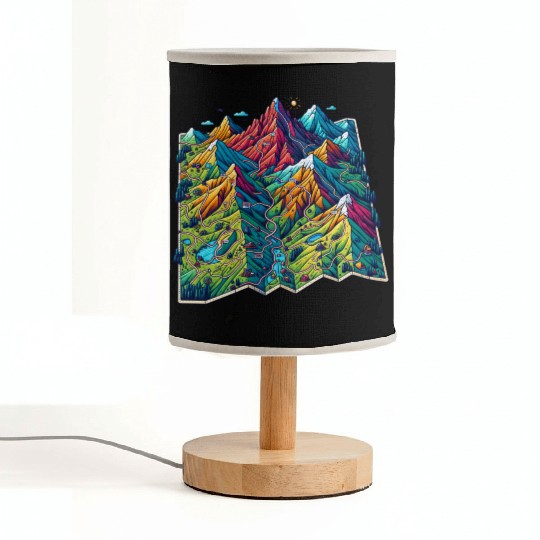 Mountain Adventure Map, Adventure Apparel Fabric Lamps
