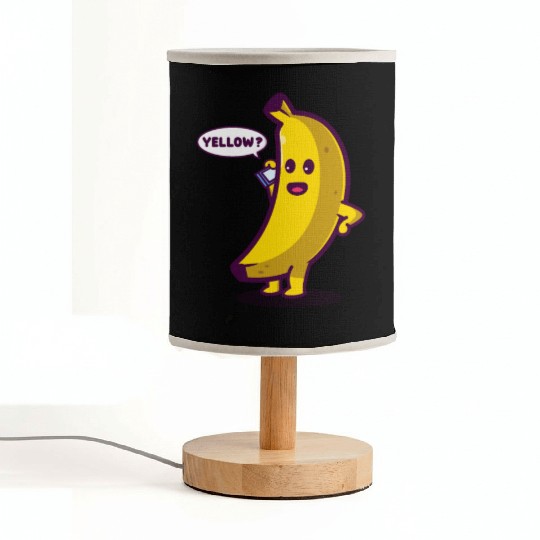 Funny yellow banana answering phone with "Yellow?" Fabric Lamps