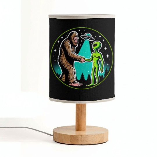 Bigfoot Alien Alliance - Funny Scifi Cryptid Fabric Lamps