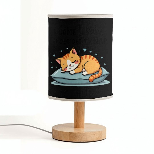 Cute Cat Nap Lover Funny Sleepy Naptime Humor Fabric Lamps