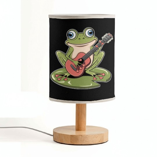 Frog Playing Guitar On Lily Pad Fabric Lamps