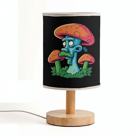 Mushroom Moustache Man – Trippy Fungi Art Fabric Lamps
