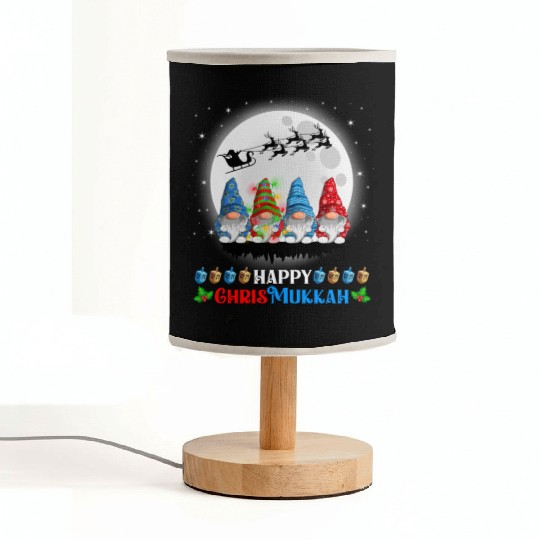 Happy Chrismukkah Gnomes Christmas Hanukkah Fabric Lamps