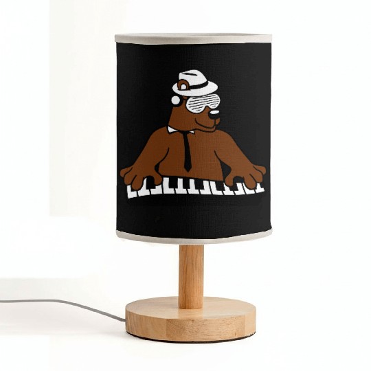 Grizzly Brown Bear Playing Keyboard Piano Music Fabric Lamps