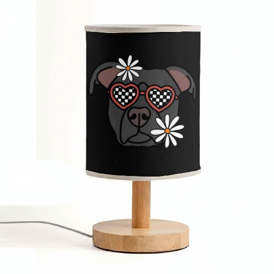 Pitbull Black retro Dog Fabric Lamps