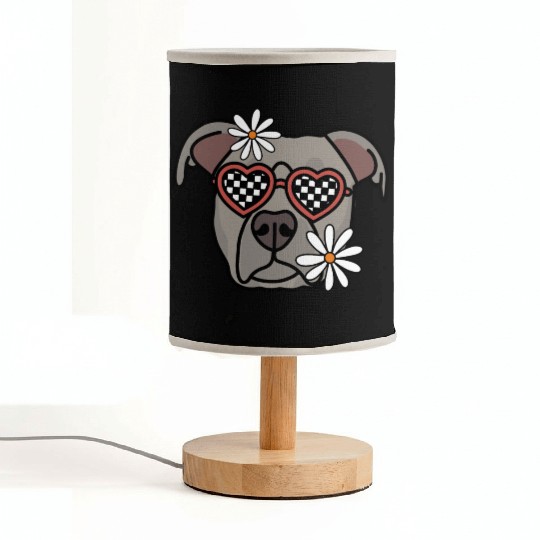 Pitbull Grey Retro Dog Fabric Lamps
