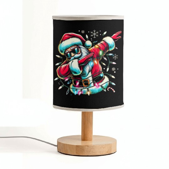 Dabbing Santa with Christmas Lights and Snowflakes Fabric Lamps