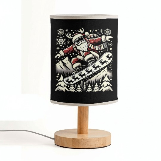 Snowboarding Santa Winter Wonderland Christmas Fun Fabric Lamps