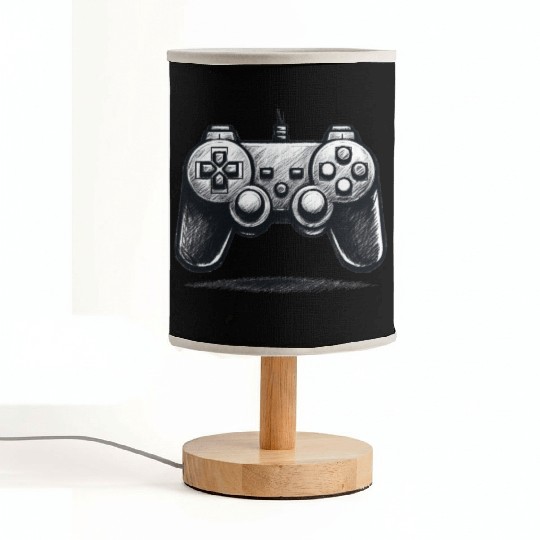 Gamer Controller Cartoon Charcoal Gaming Art Fabric Lamps