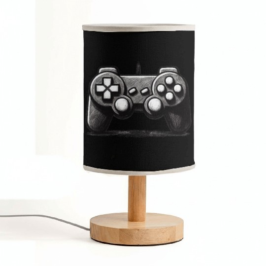 Gamer Controller Cartoon Charcoal Gaming Art 1 Fabric Lamps