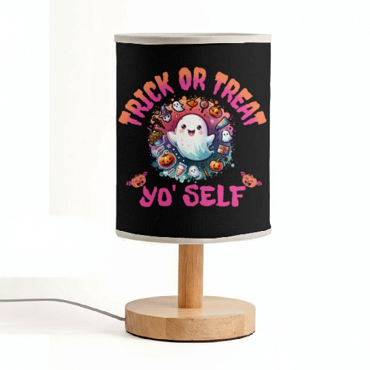 Trick or Treat Yo Self Funny Ghost Halloween Fabric Lamps
