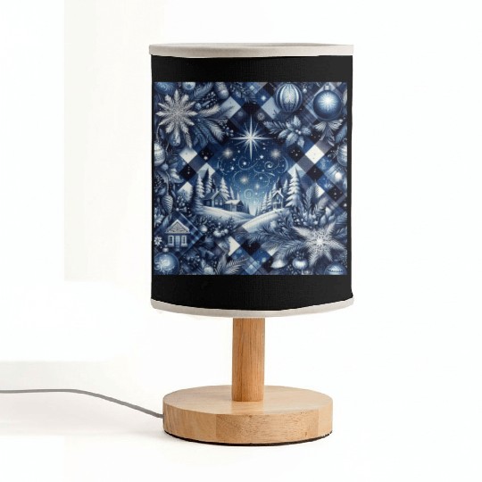 flannel blue and white christmas Fabric Lamps