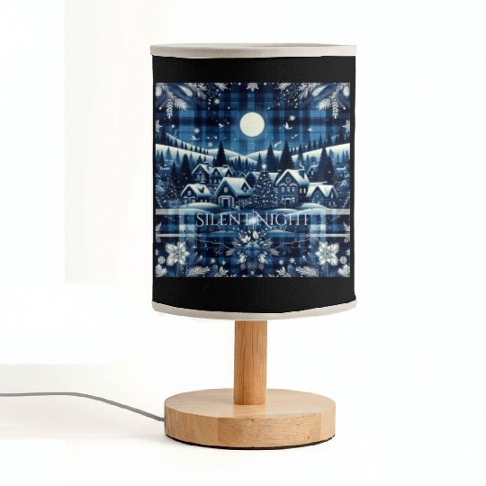 flannel silent night blue and white christmas Fabric Lamps