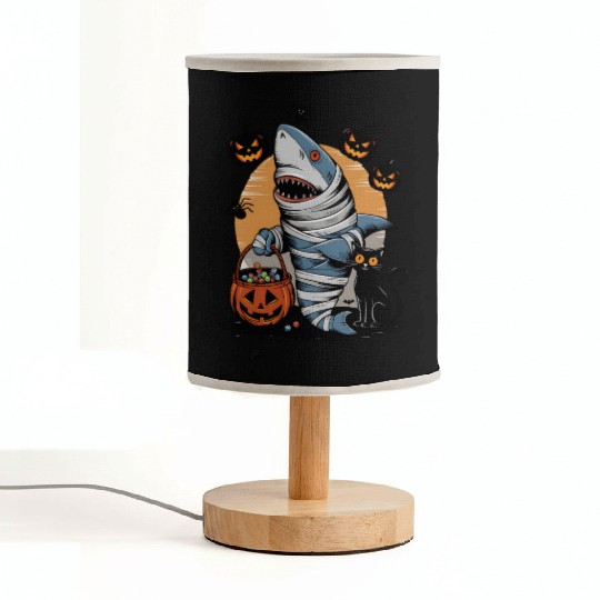 Spooky Shark Mummy and Black Cat Trick-or-Treat Fabric Lamps