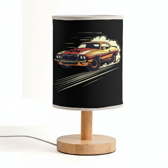 Classic Muscle Car in Action Fabric Lamps