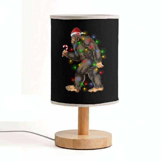 Bigfoot Sasquatch Yeti Candy Cane Christmas Fabric Lamps