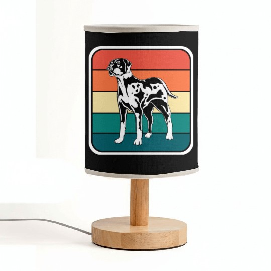 Retro Colorful Louisiana Catahoula Leopard Dog Fabric Lamps