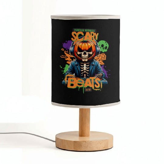 Pumpkin Madness Scary Beats Halloween DJ Design Fabric Lamps
