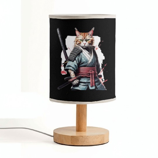 Fearless Samurai Cat Fabric Lamps