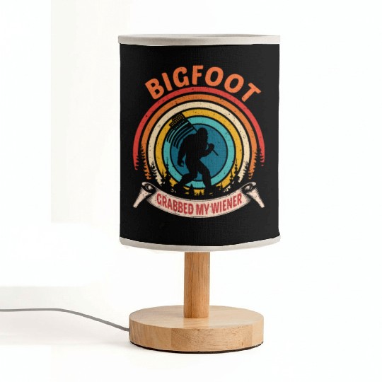 Bigfoot Grabbed My Wiener Retro Graphic USA flag Fabric Lamps