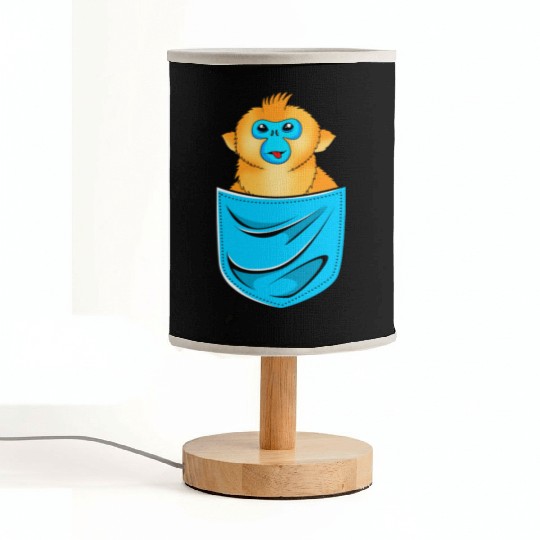 Cute Golden Snub Nosed Monkey In A Pocket Fabric Lamps