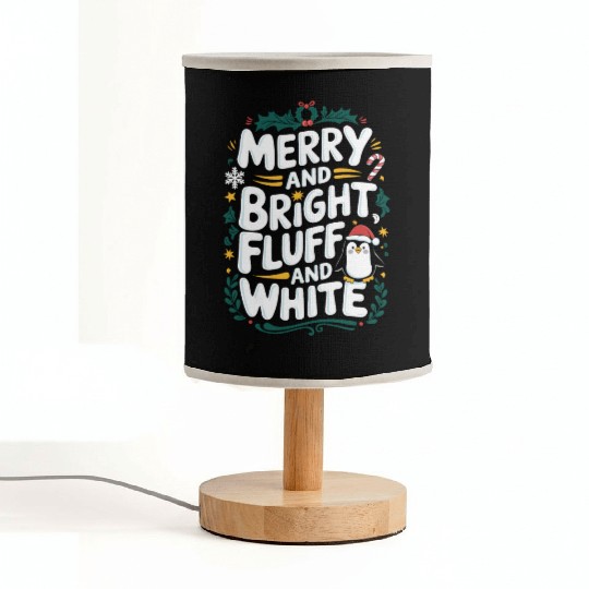Merry And Bright, Fluff And White Penguin Fabric Lamps